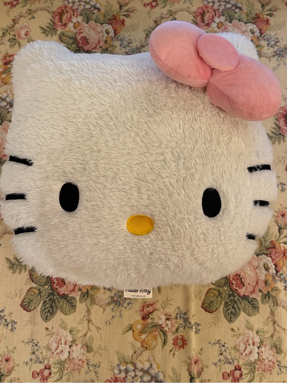 Hello Kitty Plush Face Vibrating Pillow — White with Pink Bow